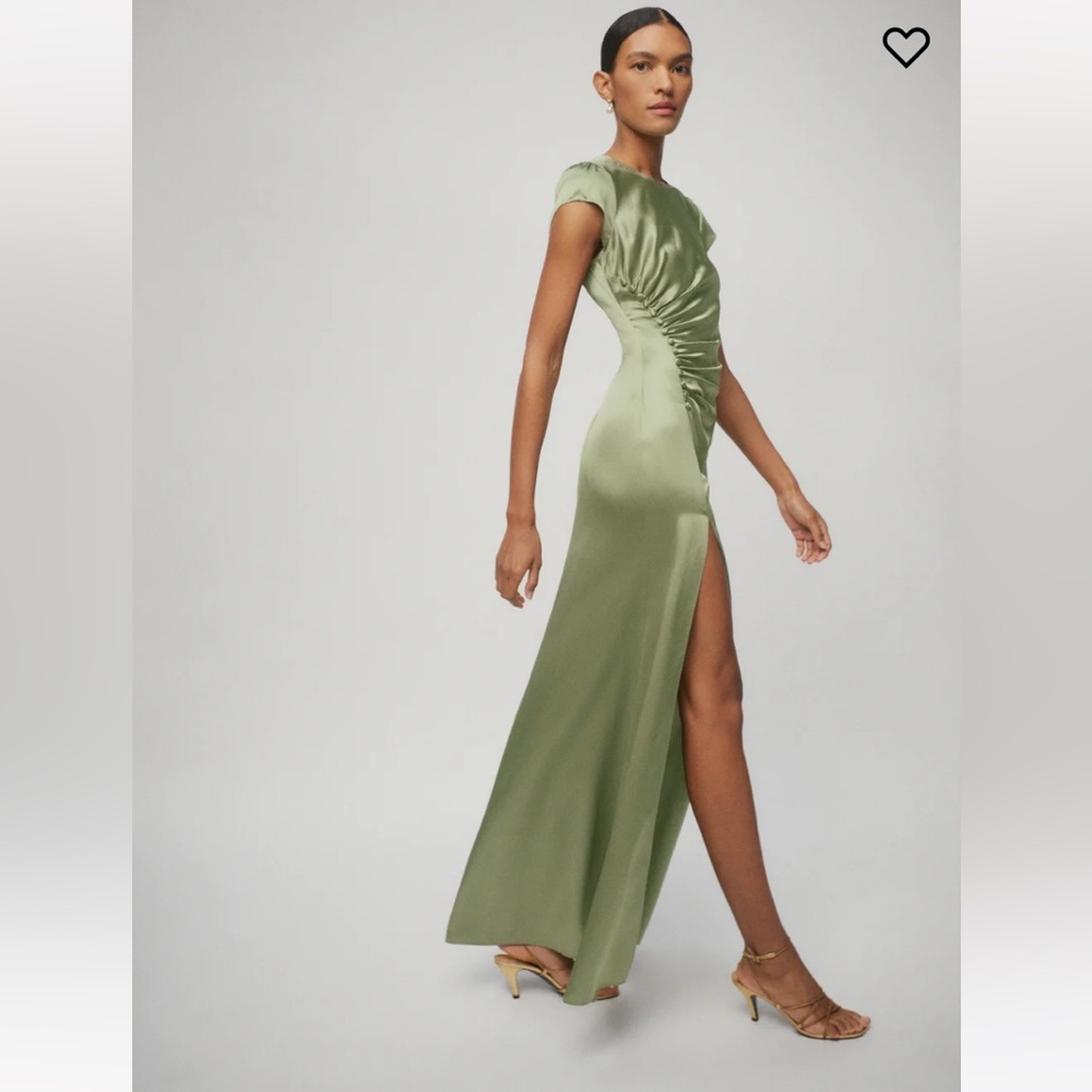 Reformation birch silk dress artichoke size 6